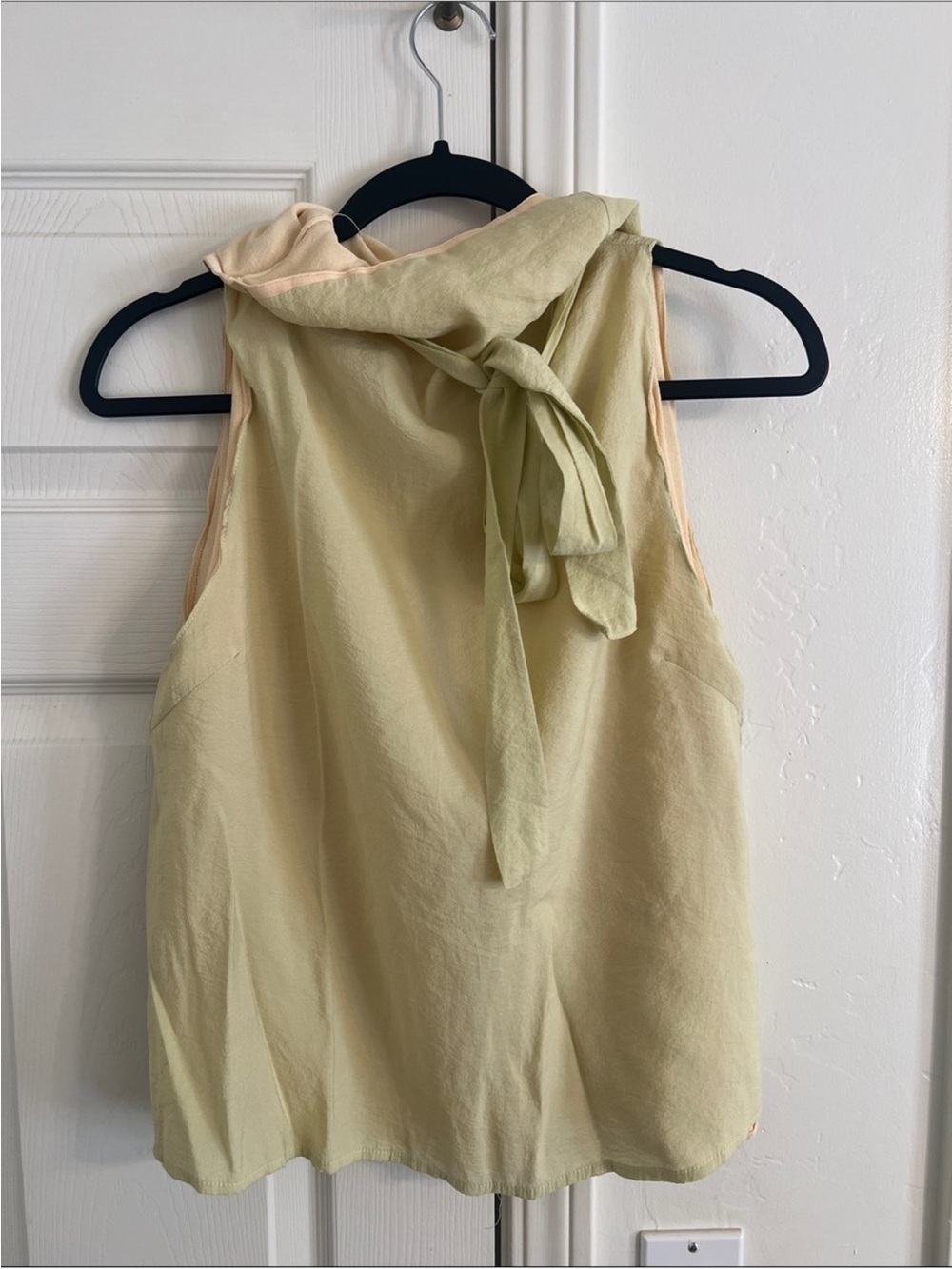 Zara Pale Yellow Backless Tie-Neck Sleeveless Top